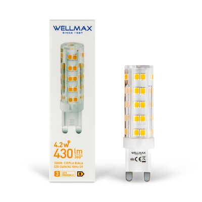 Żarówka LED G9 4,2 W świeczka barwa ciepła Wellmax