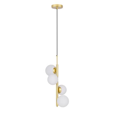 Lampa wisząca CORDEL mosiądz 4 x 20 W G9 klosz biały
