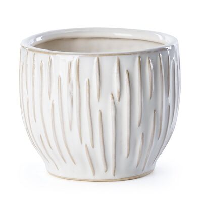 Doniczka ceramiczna ABA/02 13 x 13 x 11 cm kremowo-beżowy