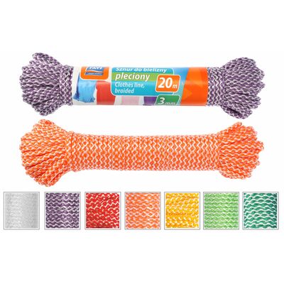 Sznur do bielizny pleciony 3 mm 20 m mix