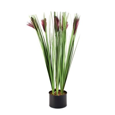 Trawa sztuczna w doniczce 12,5 x 64 cm fioletowe kwiaty