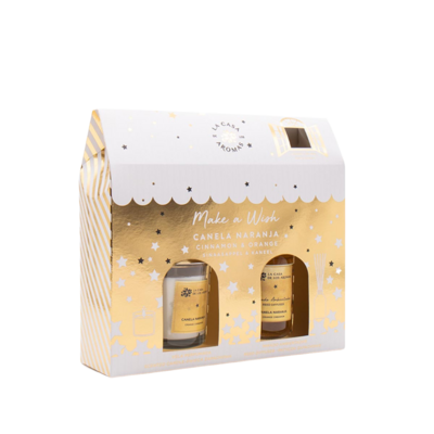 Zestaw X-Mas cynamon-pomarańcza patyczki zapachowe 95 ml + świeca