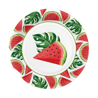 Talerze papierowe okrągłe 23 cm Tasty Watermelons Eco 10 szt.