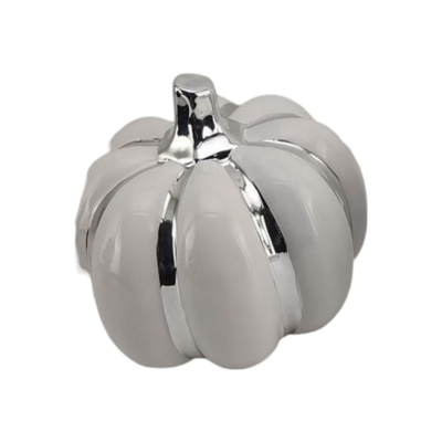 Figurka ceramiczna dynia HTC9208 17,3 x 17 x 15,6 cm biało-srebrna