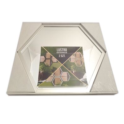 Lustro Heksagon 35 x 40 cm 2 szt srebrne