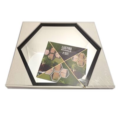 Lustro Heksagon 38 x 43 cm 2 szt czarne