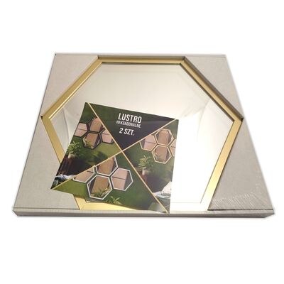 Lustro Heksagon 35 x 40 cm 2 szt złote
