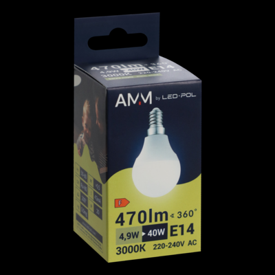 Żarówka LED AMM-E14-G45-4,9W-WW