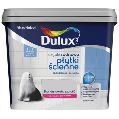 Farba akrylowa Dulux Szybka Odnowa Płytki Ścienne 0,75 l - skandynawska szarość