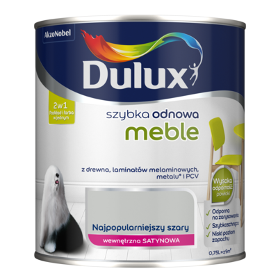 Farba akrylowa Dulux Szybka Odnowa Meble 0,75 l - najpopularniejszy szary
