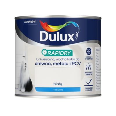 Farba akrylowa Dulux Rapidry 400 ml MAT biały