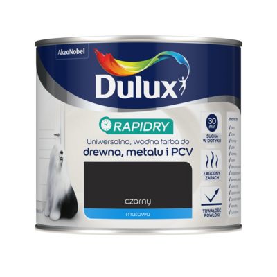 Farba akrylowa Dulux Rapidry 400 ml MAT czarny