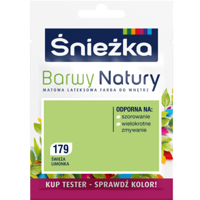 Farba lateksowa Barwy Natury TESTER świeża limonka 179 25 ml Śnieżka