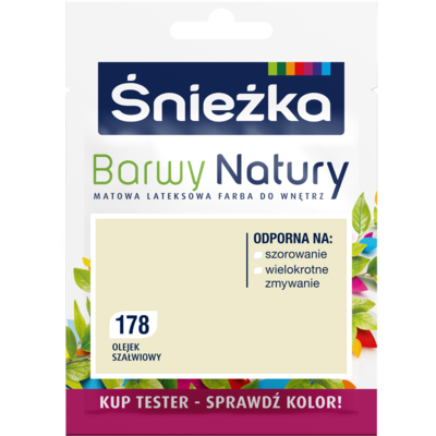 Farba lateksowa Barwy Natury TESTER olejek szałwiowy 178 25 ml Śnieżka