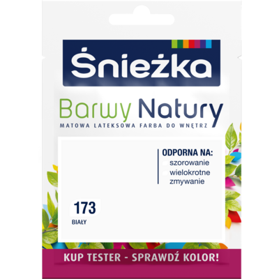 Farba lateksowa Barwy Natury TESTER biały 173 25 ml Śnieżka