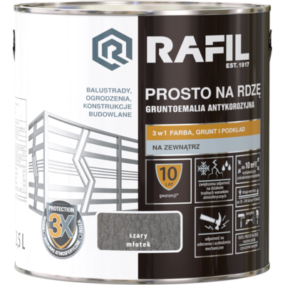 Gruntoemalia PROSTO Na Rdzę Młotkowy Szary 2,5 l RAFIL
