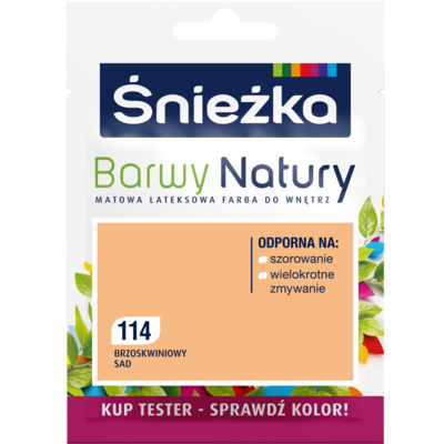 Farba lateksowa Barwy Natury TESTER brzoskwiniowy sad 114 25 ml Śnieżka