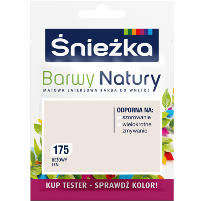 Farba lateksowa Barwy Natury TESTER beżowy len 175 25 ml Śnieżka