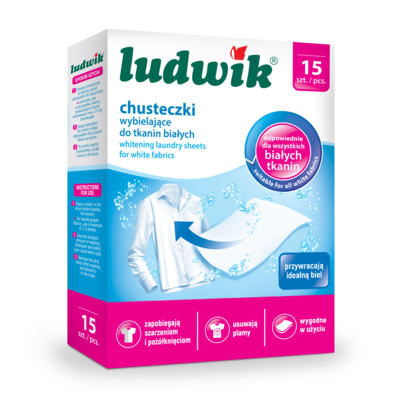Chusteczki wybielające do tkanin białych 15 sztuk Ludwik