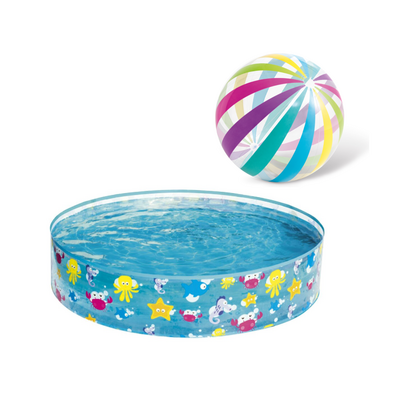 Zestaw basen rozporowy Fill'N Fun 122 cm Bestway i piłka Jumbo 107 cm Intex
