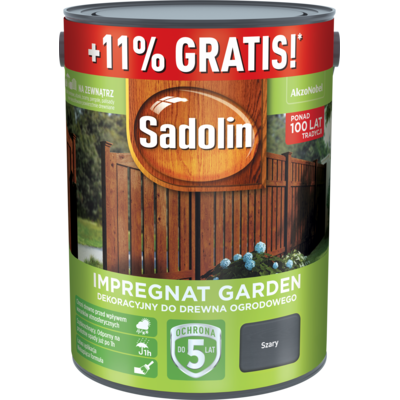 Impregnat dekoracyjny do drewna ogrodowego Sadolin Garden Szary 5,55 l