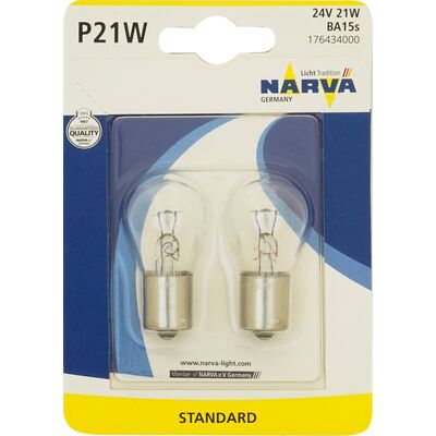 Zestaw żarówek samochodowych P21 W BA15s 12 V blister NARVA