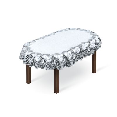 Obrus żakardowy owal 254241/130y 130 x 180 cm biały/szary
