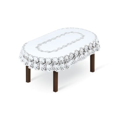 Obrus żakardowy owal 254211/130y 130 x 180 cm biały
