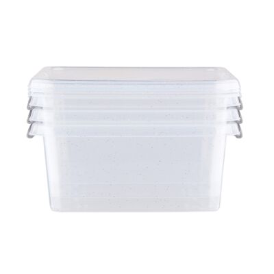Komplet 3 pojemników do żywności kwadrat Antibacterial 0,6 l