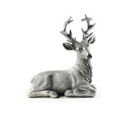 Figura SANTA LILA 18 x 15 x 7 cm srebrny renifer