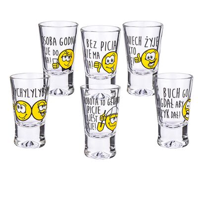 Komplet 6 kieliszków do wódki Humor buźki 25 ml