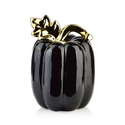 Figurka ceramiczna dynia HTC9239 12,7 x 12,7 x 17,3 cm czarna