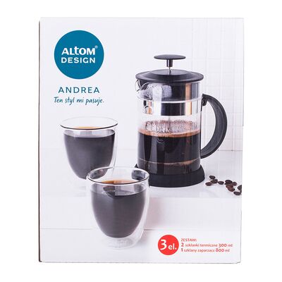 Zestaw Andrea zaparzacz 800 ml + 2 x szklanka termiczna 300 ml