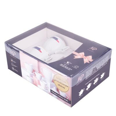 Zestaw 2 filiżanek do kawy 220 ml ze spodkami 15 cm klasyka złota linia MariaPaula