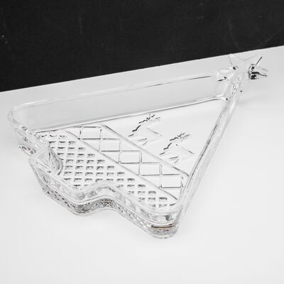 Talerz dekoracyjny choinka 20,3 x 3 cm transparentny