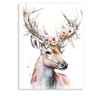 Obraz Canvas 60 x 80 cm ST701 Deer  flowers