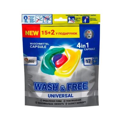 Kapsułki do prania uniwersalne 4w1 15+2 sztuki WASHFREE