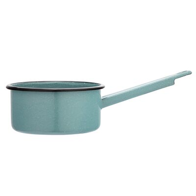 Rondel emaliowany z trzonkiem 1,0 l śr. 14 cm szałwiowy nakrapiany
