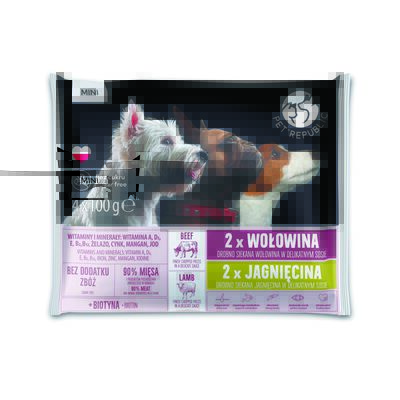 Karma dla psa wołowina-jagnięcina dla małych ras 4 x 100 g PetRepublic