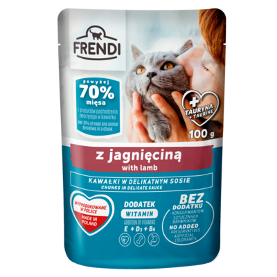 Karma dla kota kawałki w sosie z jagnięciną 100 g Frendi