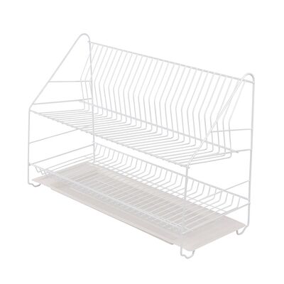 Suszarka do naczyń 2-poziomowa 50 cm biała z tacką