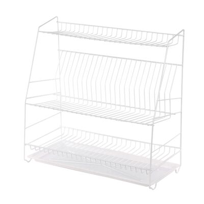 Suszarka do naczyń 3-poziomowa 50 cm biała z tacką