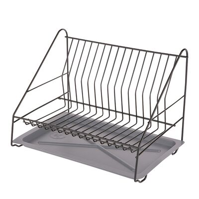Suszarka do naczyń 1-poziomowa 35 cm SMART czarna z tacką