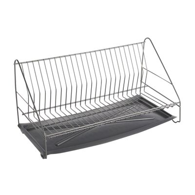 Suszarka do naczyń 1-poziomowa 50 cm srebrna z tacką