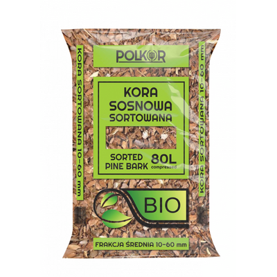 Kora sosnowa sortowana BIO 80 l 10-60 mm Polkor