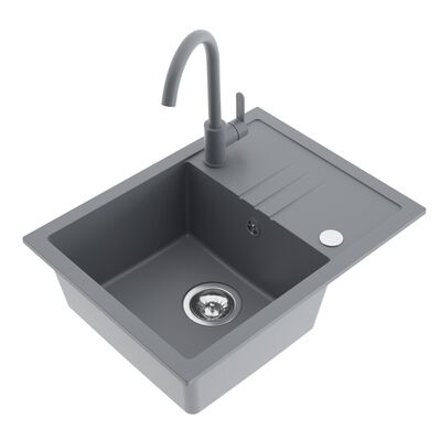 Zlewozmywak granitowy INA 58 x 44 cm z baterią U grey