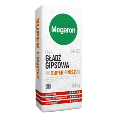 Gładź gipsowa biała SUPER FINISZ 20 kg Megaron